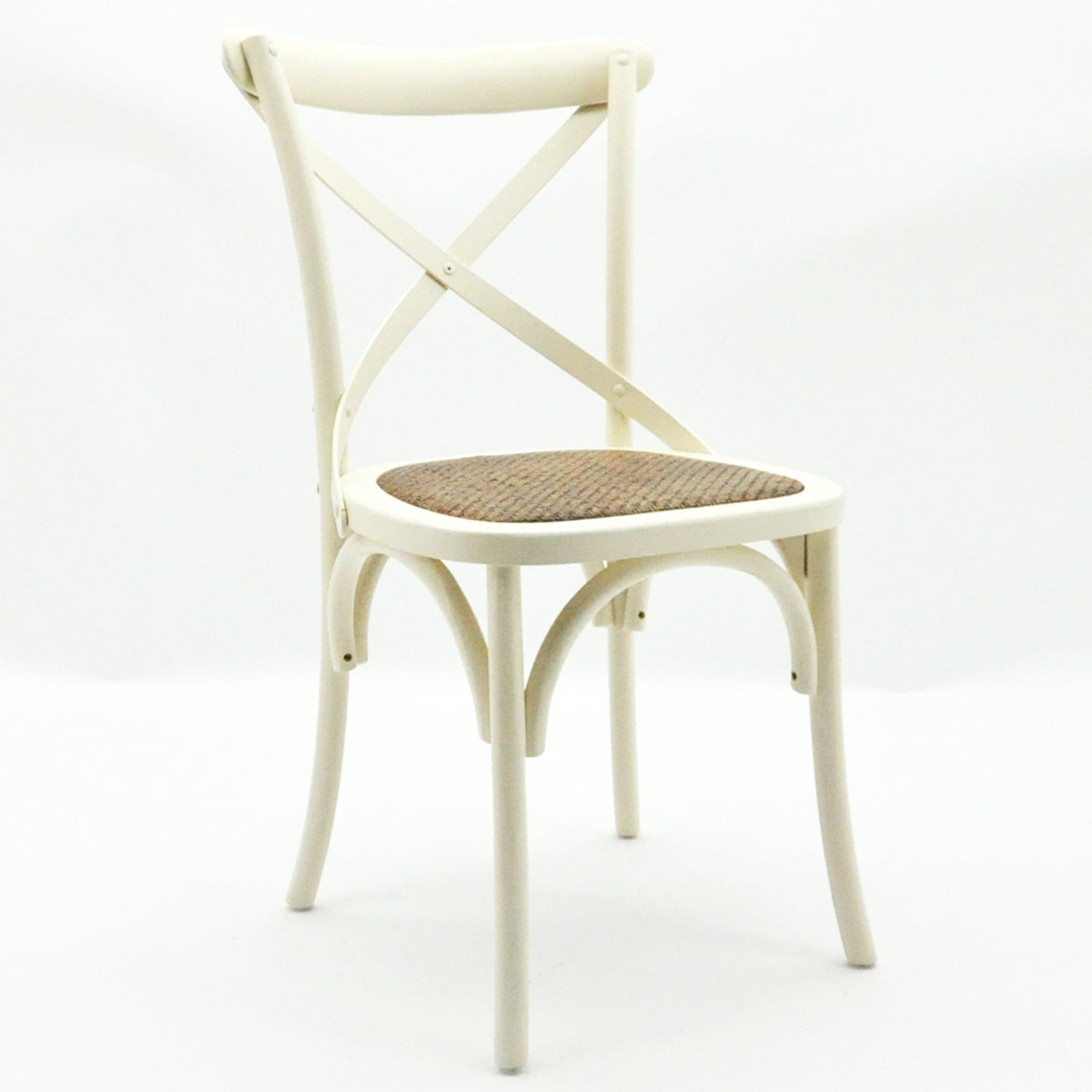 Modern & Stylish Hand Finished Cross Back Oak Wooden Cafe Chair - Exclusive Rattan Seat Office Furniture for Home, Dining, Cafe, and Office (Cream)