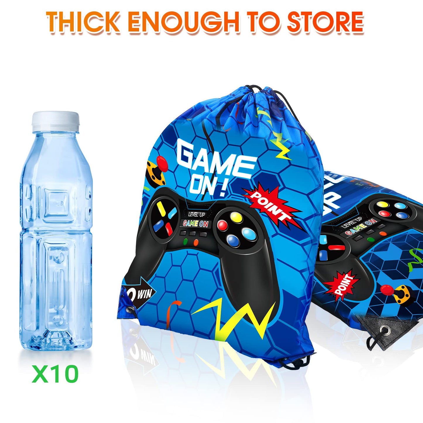 Eccliy 20 Pcs Video Game Party Favors Bags — 12x10 in Gamer Gift Bags for Kids (Blue, Fresh Style)