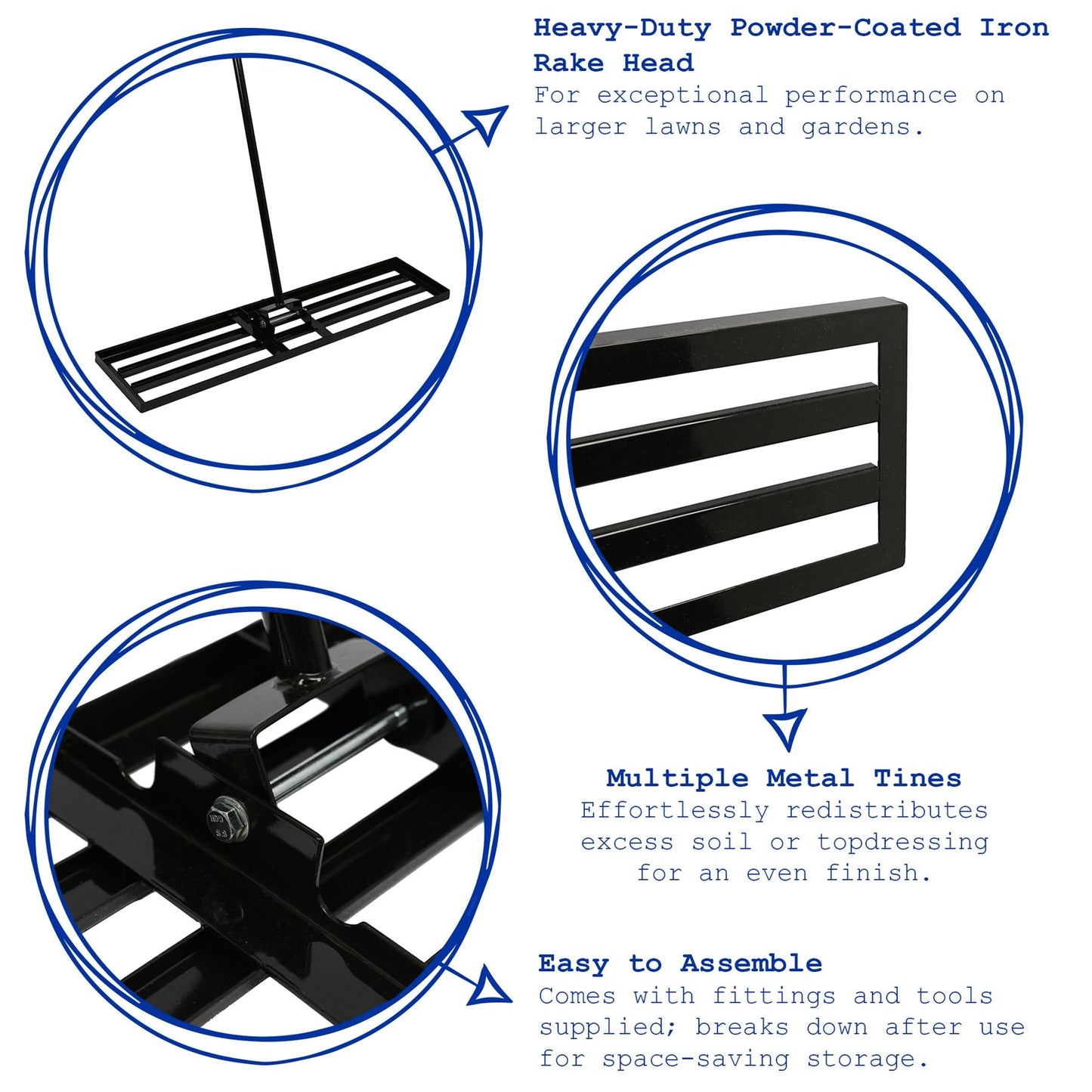 Heavy Duty Iron Lawn Levelling Rake
