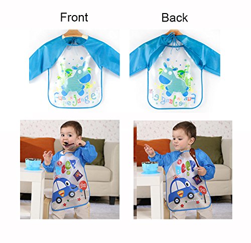 EchoDone 4 Pack Waterproof Kids Art Smocks – Long Sleeve Painting Aprons for Ages 1-4