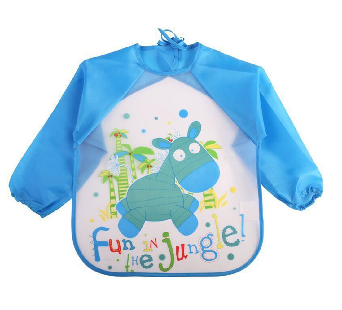 EchoDone 4 Pack Waterproof Kids Art Smocks – Long Sleeve Painting Aprons for Ages 1-4