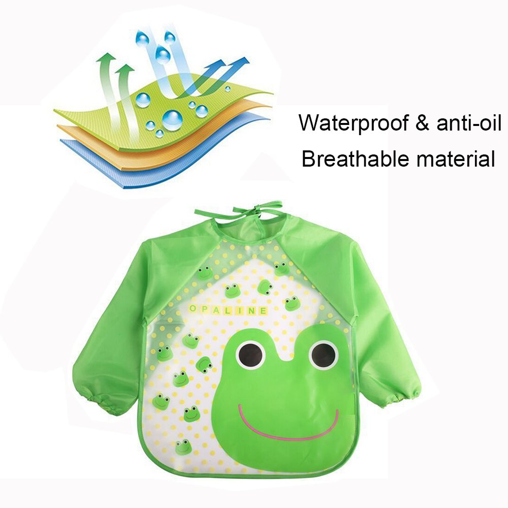 EchoDone 4 Pack Waterproof Kids Art Smocks – Long Sleeve Painting Aprons for Ages 1-4