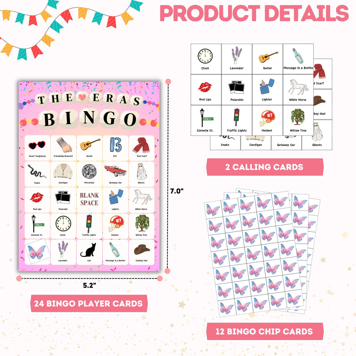 Echoglimmer Bingo Taylor Birthday Games – 24-Player Party Favors & Decorations