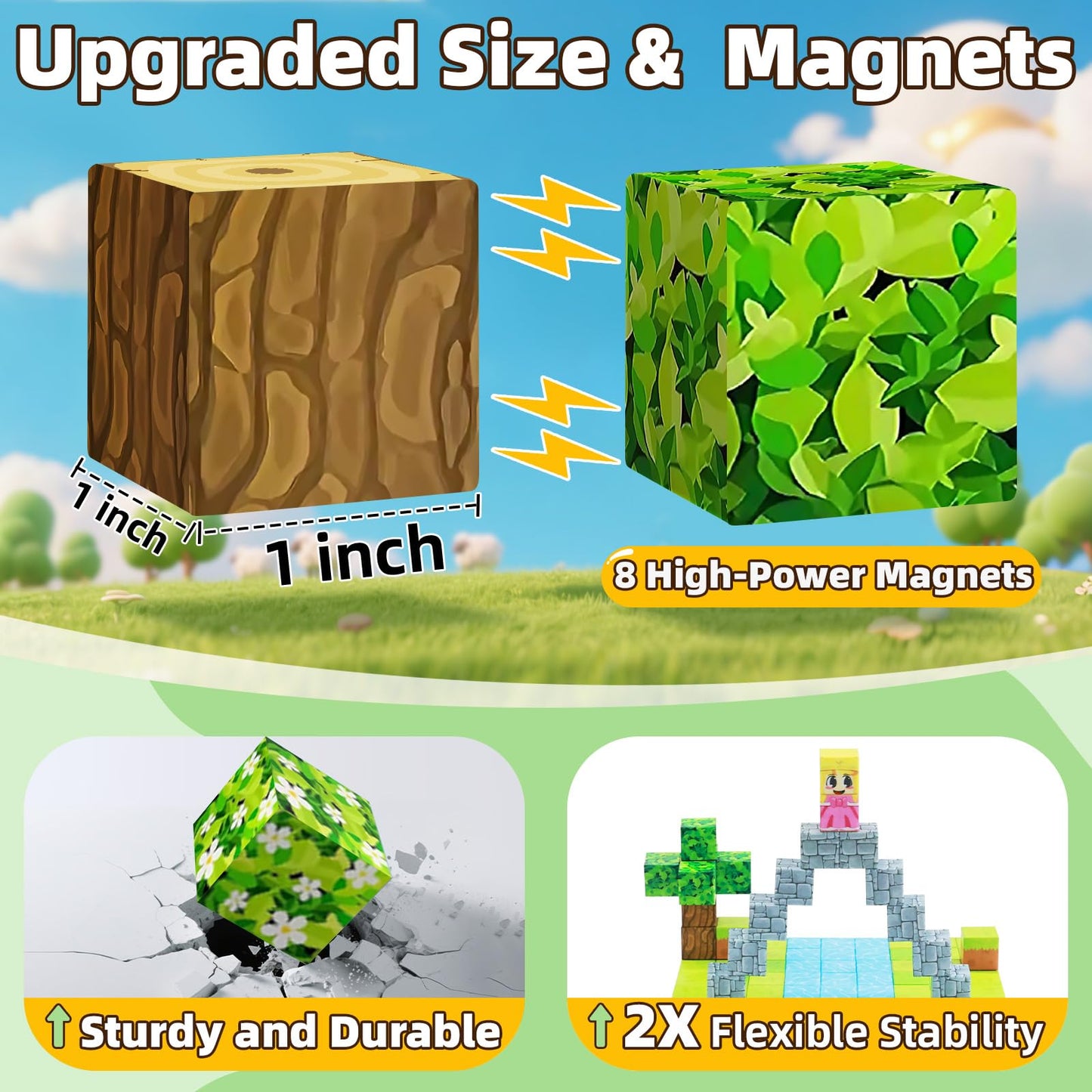 EchoPlan Magnetic Blocks 100-Piece Set | STEM Sensory Building Toys for Kids Aged 3+