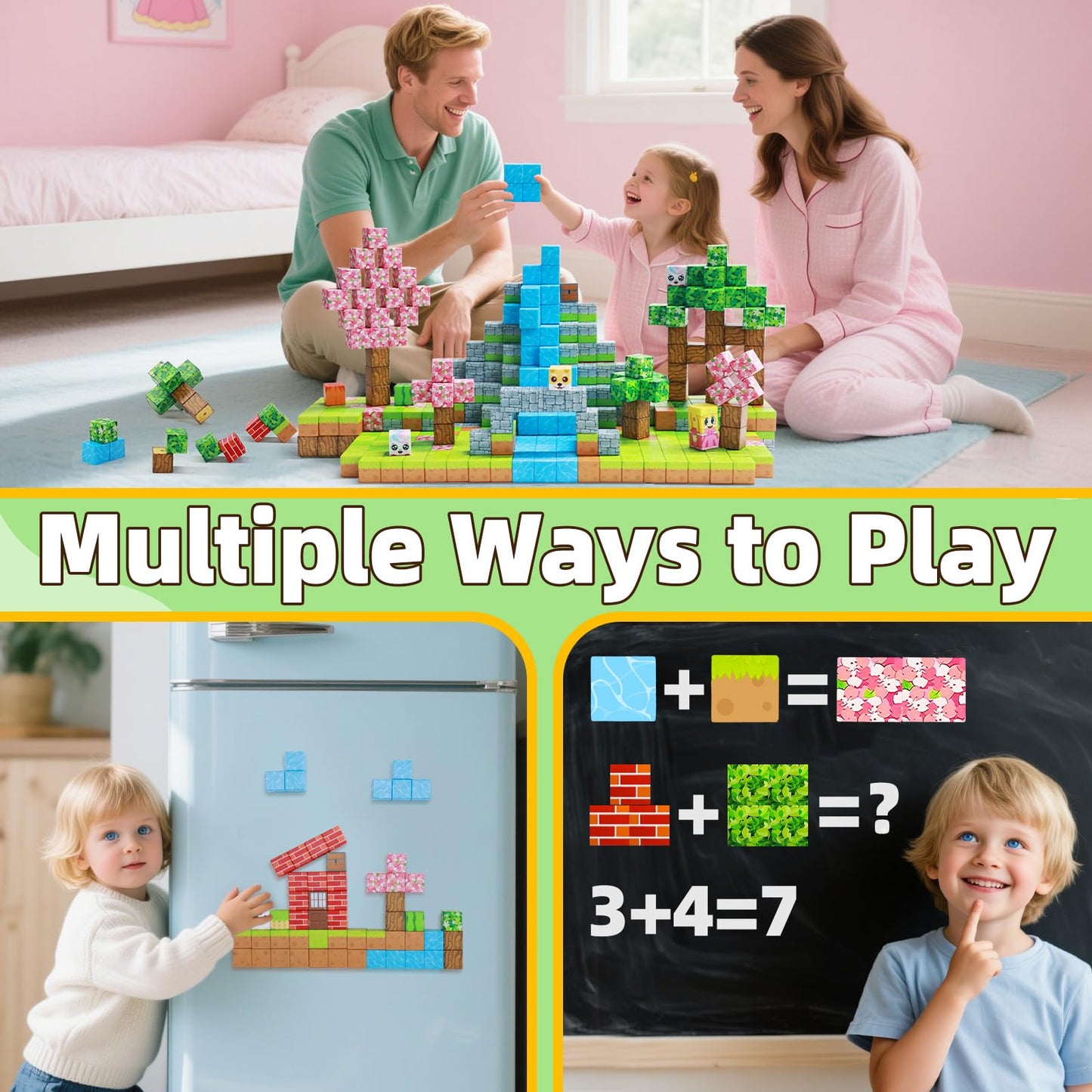 EchoPlan Magnetic Blocks 100-Piece Set | STEM Sensory Building Toys for Kids Aged 3+