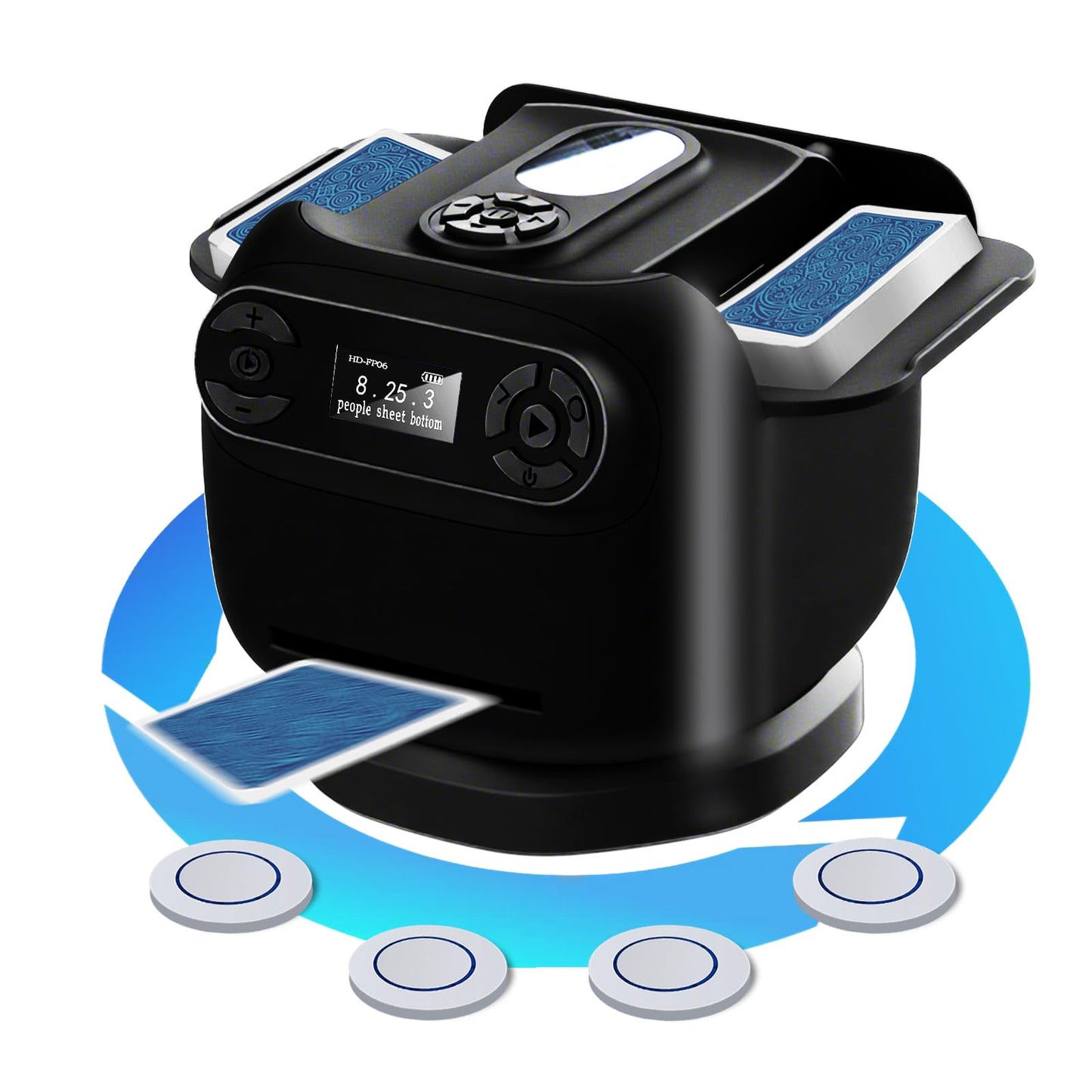 Echtur 2026 Automatic Card Shuffler & Dealer Machine – 2-in-1 360° Rotating Card Dealer (Black)