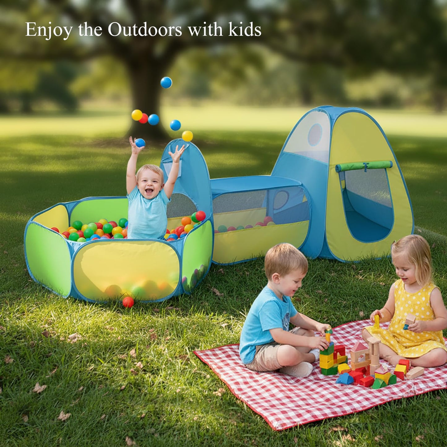 Eclathex 3-in-1 Kids Play Tent with Tunnel & Ball Pit | Pop-Up Indoor/Outdoor Playhouse