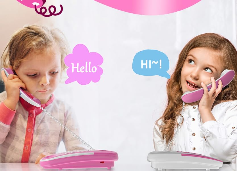 ECLENYES Kids Play Phone with Real Ring Sounds – 23 ft Line, Pretend Play Toy