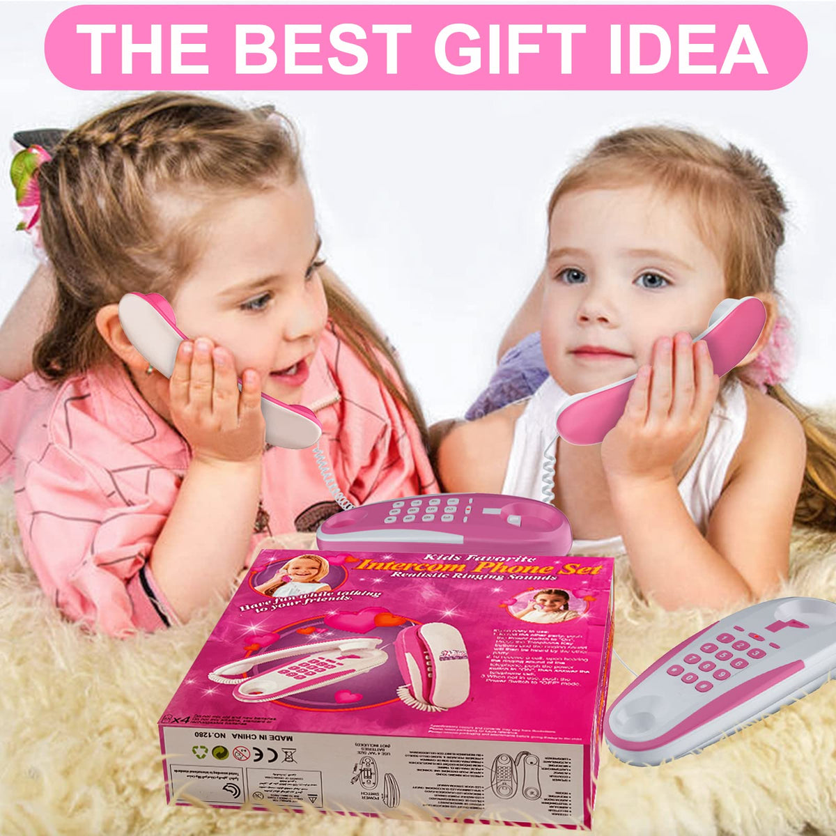 ECLENYES Kids Play Phone with Real Ring Sounds – 23 ft Line, Pretend Play Toy
