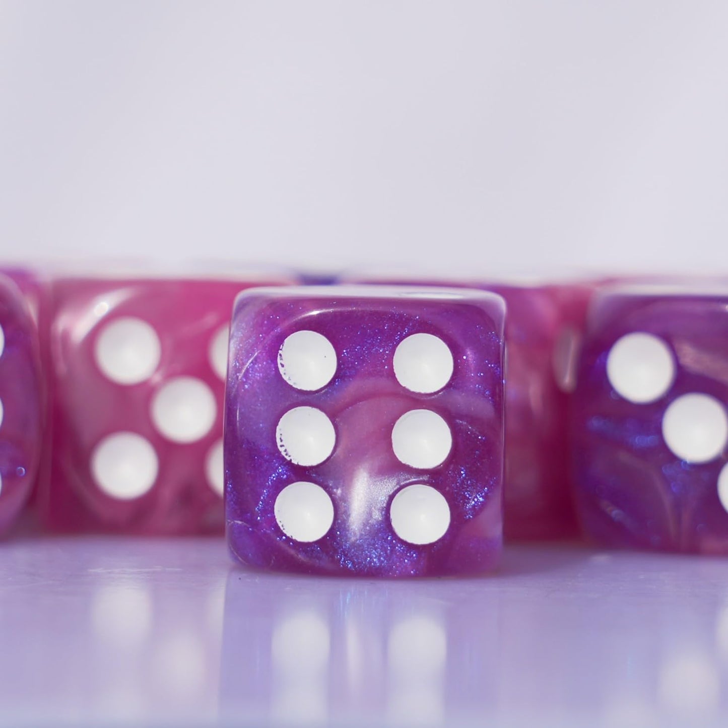 10 PC D6 Dice 16mm Acrylic Set - Pink & Blue for RPG, DND, MTG
