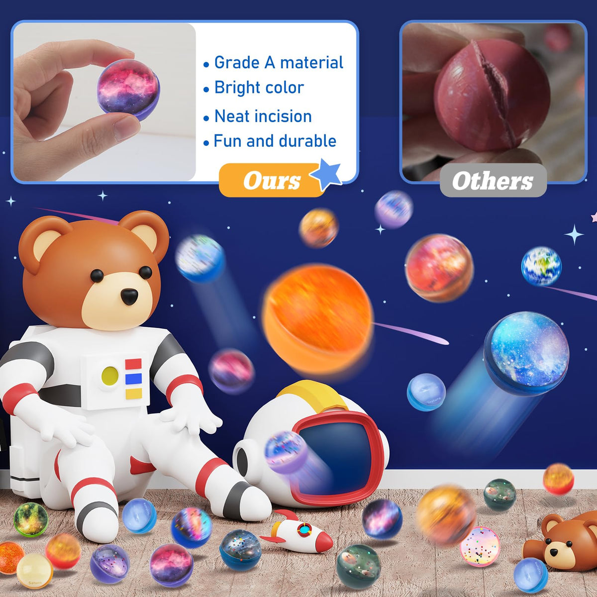 Ecoofor Galaxy Bouncy Balls 32mm – 30-Pack Space-Themed Party Favors