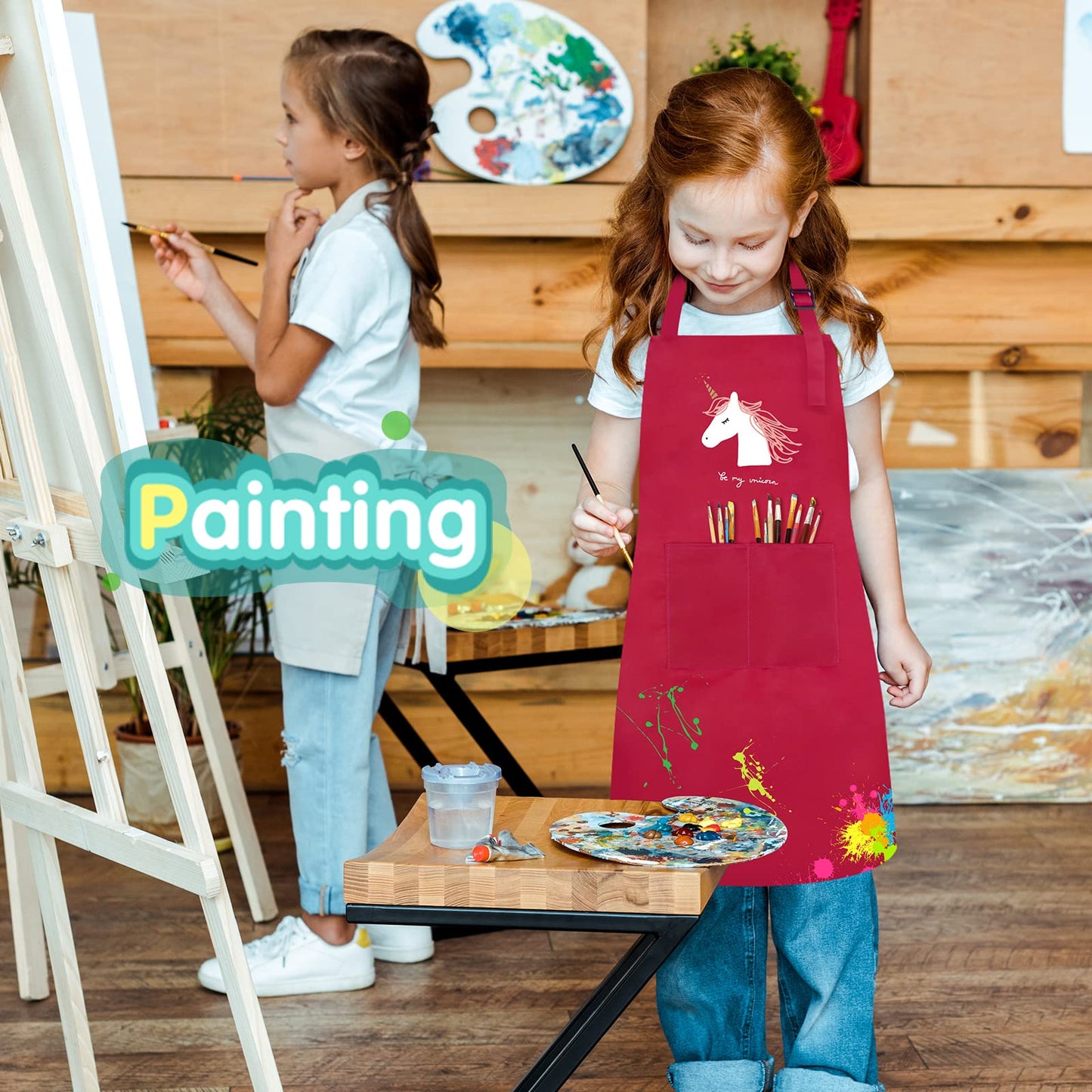 Ecoofor 24-Piece XL Kids Apron Set – 12 Colors for Ages 7-13 | Cooking, Baking & Painting
