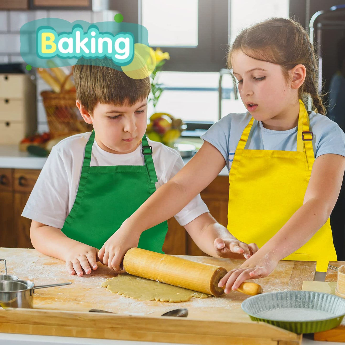 Ecoofor 24-Piece XL Kids Apron Set – 12 Colors for Ages 7-13 | Cooking, Baking & Painting