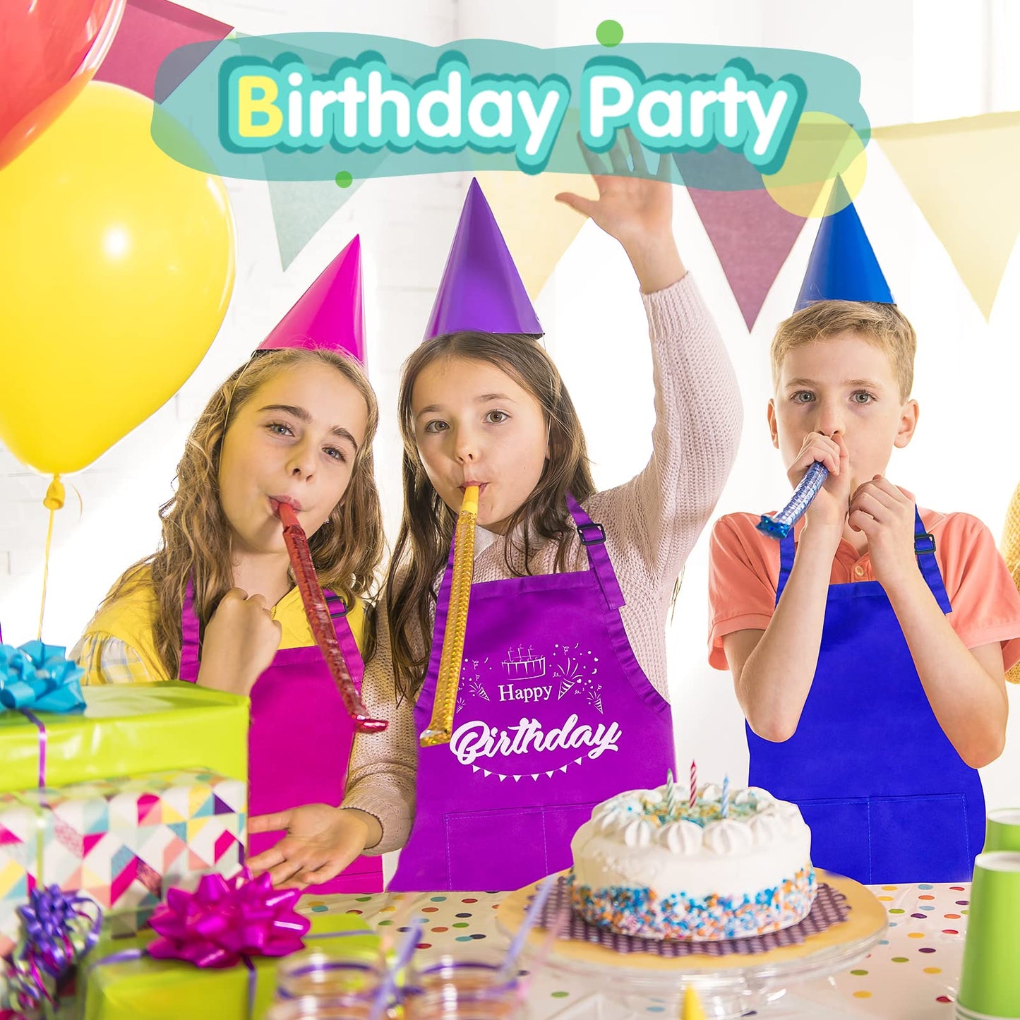 Ecoofor 24-Piece XL Kids Apron Set – 12 Colors for Ages 7-13 | Cooking, Baking & Painting