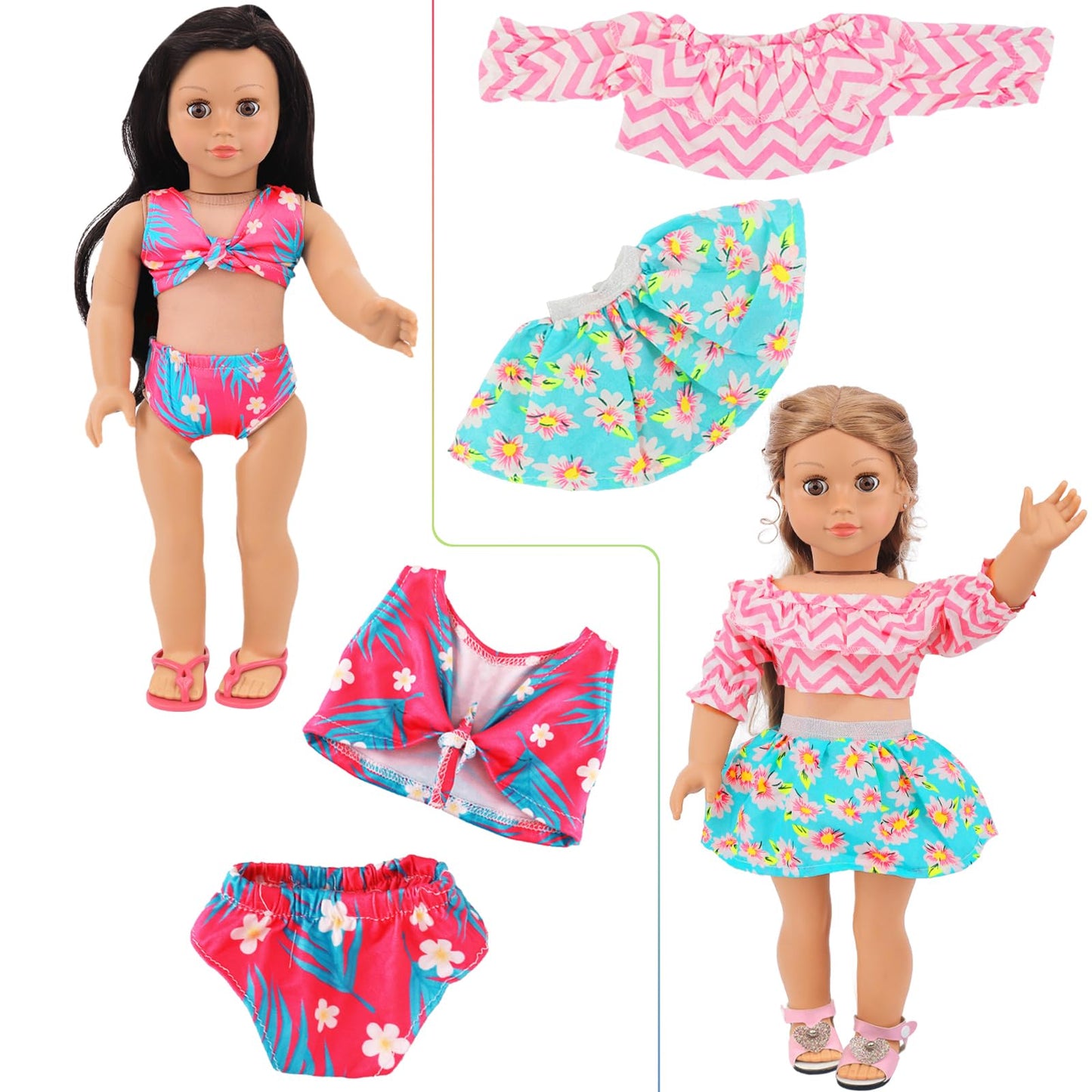 Ecore Fun 10 Sets American 18-Inch Doll Clothes – 18 Outfits for 18-Inch Dolls