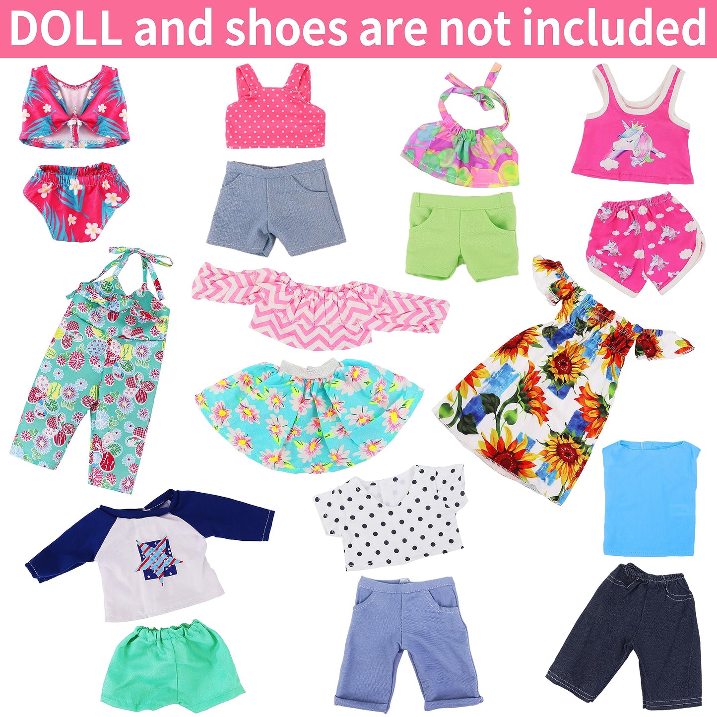 Ecore Fun 10 Sets American 18-Inch Doll Clothes – 18 Outfits for 18-Inch Dolls