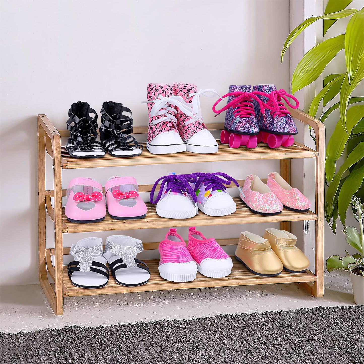 Ecore Fun 18-Inch Doll Shoes & Socks Kit — 9 Shoes + 4 Random Color Socks (Dolls Not Included)
