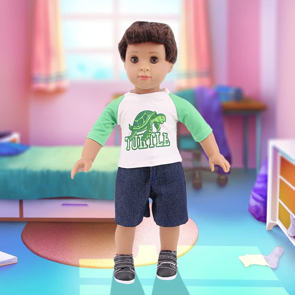 Ecore Fun 5 Sets Boy Doll Clothes + 3 Shoes for 18-Inch Dolls | Safe, Imaginative Dress-Up Gift