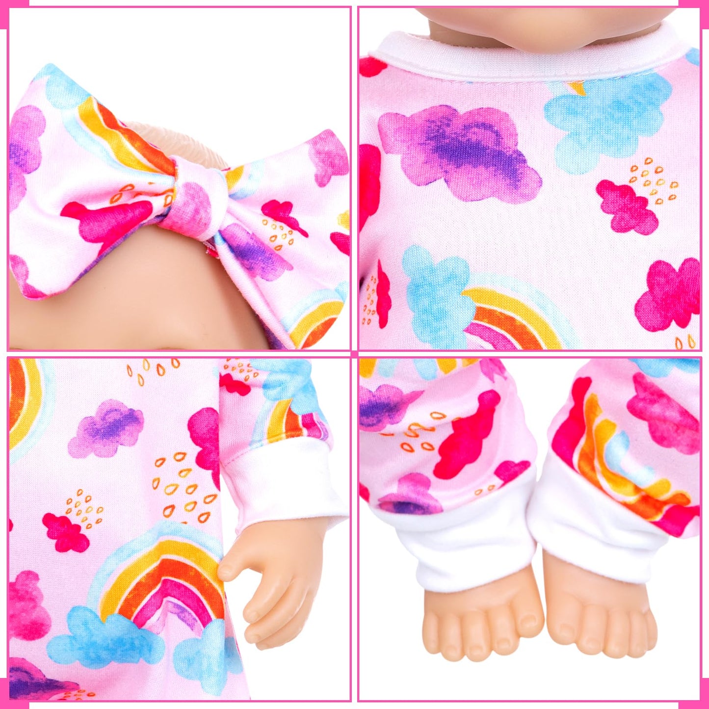 Ecore Fun 5 Sets Doll Clothes & Headbands for 14-18 Inch Dolls | 10-Piece Jumpsuit & Accessories