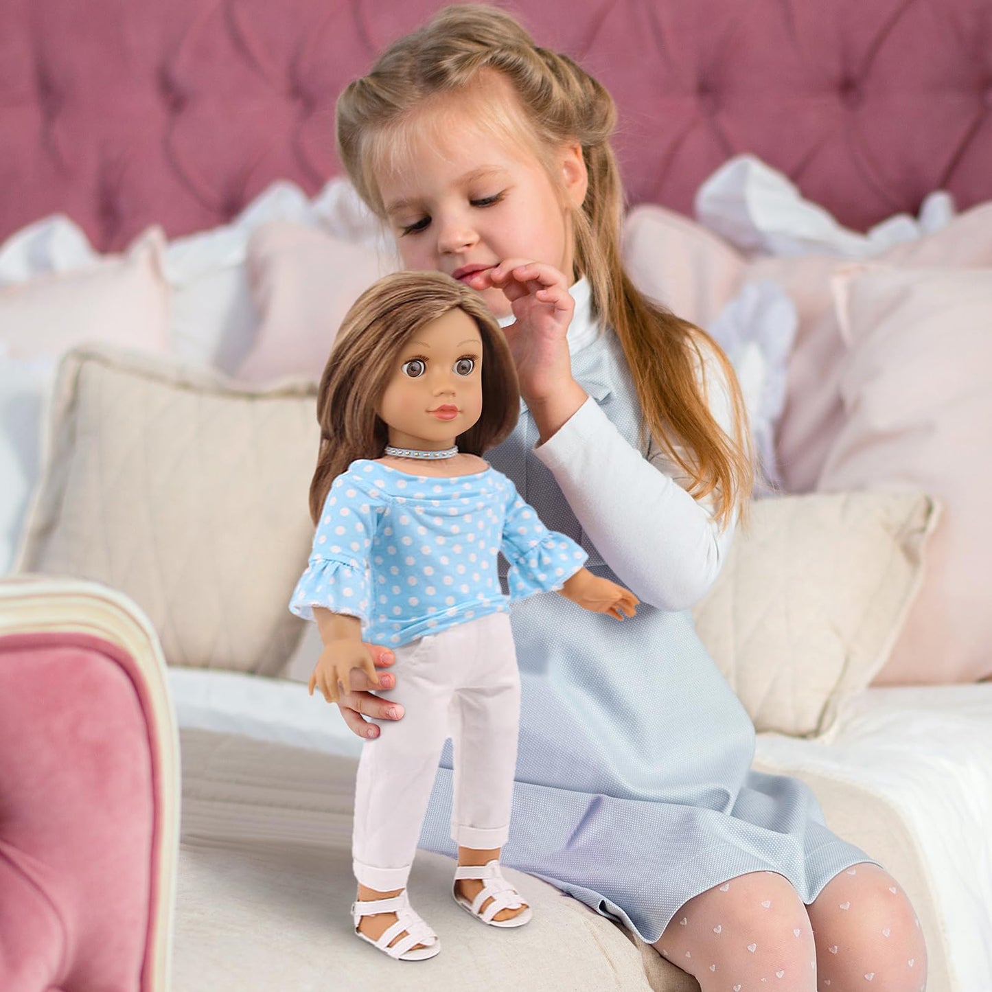 Ecore Fun 18-Inch Doll Clothes Set – 10 Outfits for 18-Inch Dolls (Dress, Tops, Shorts, Swimsuits)