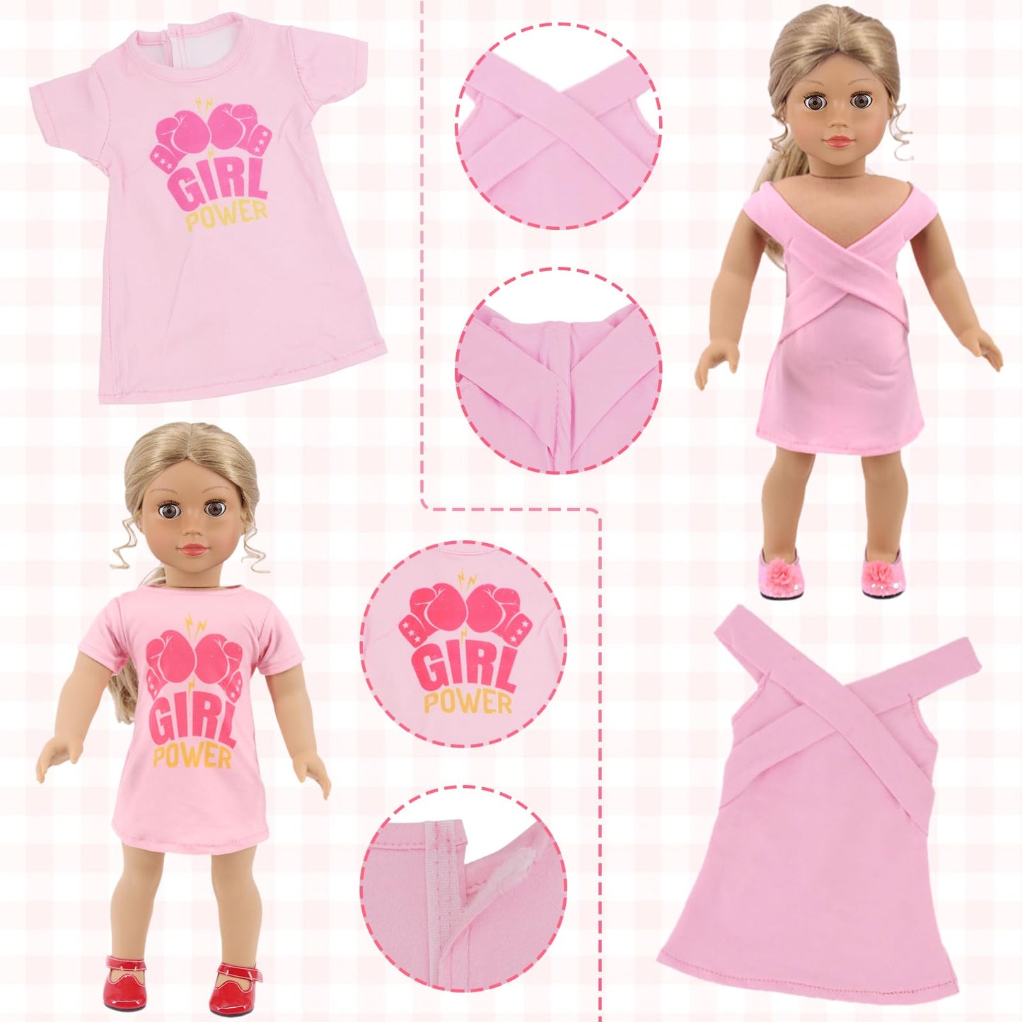 Ecore Fun 18-Inch Doll Clothes Set – 10 Outfits for 18-Inch Dolls (Dress, Tops, Shorts, Swimsuits)