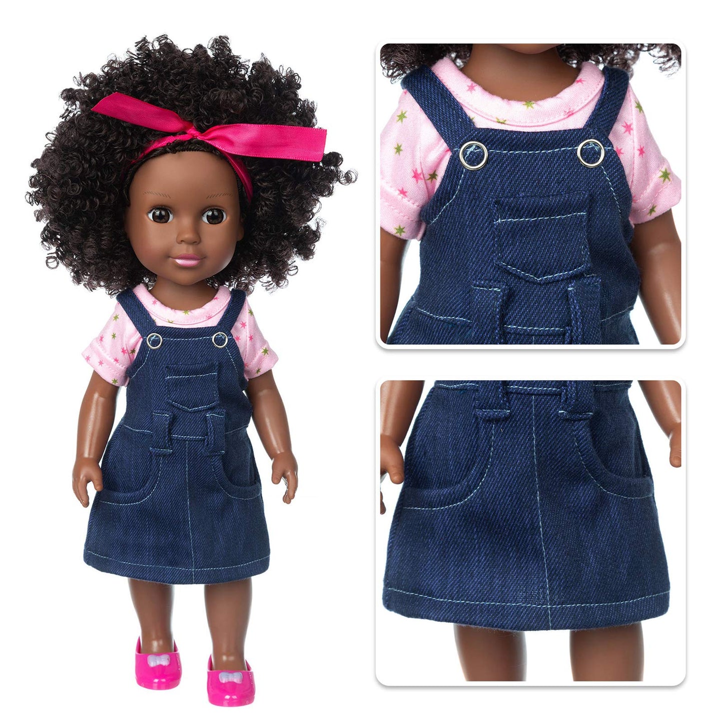 Ecore Fun Black Doll 14.5-Inch with Accessories – Realistic Silicone Baby Girl Gift