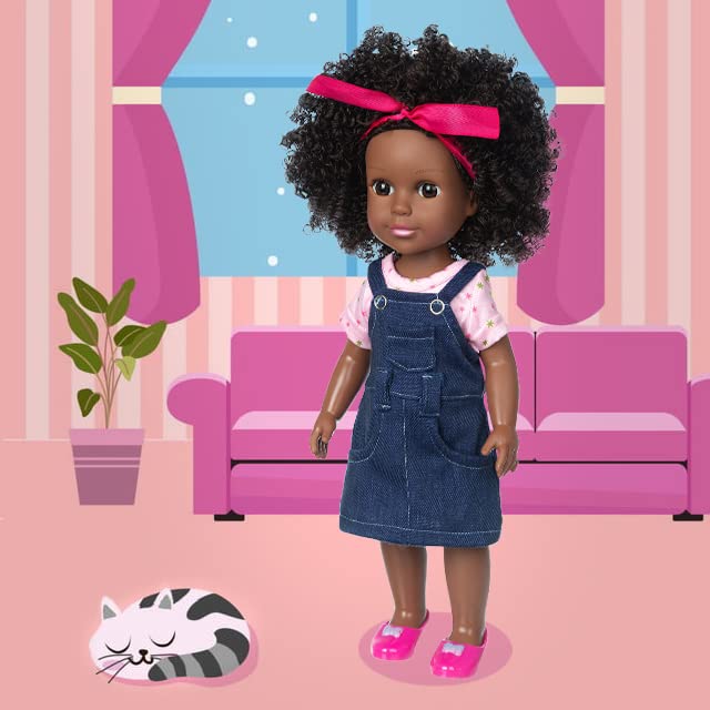 Ecore Fun Black Doll 14.5-Inch with Accessories – Realistic Silicone Baby Girl Gift