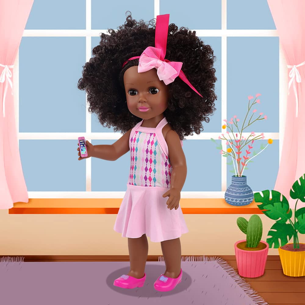 Ecore Fun Black Doll 14.5-Inch with Accessories – Realistic Silicone Baby Girl Gift
