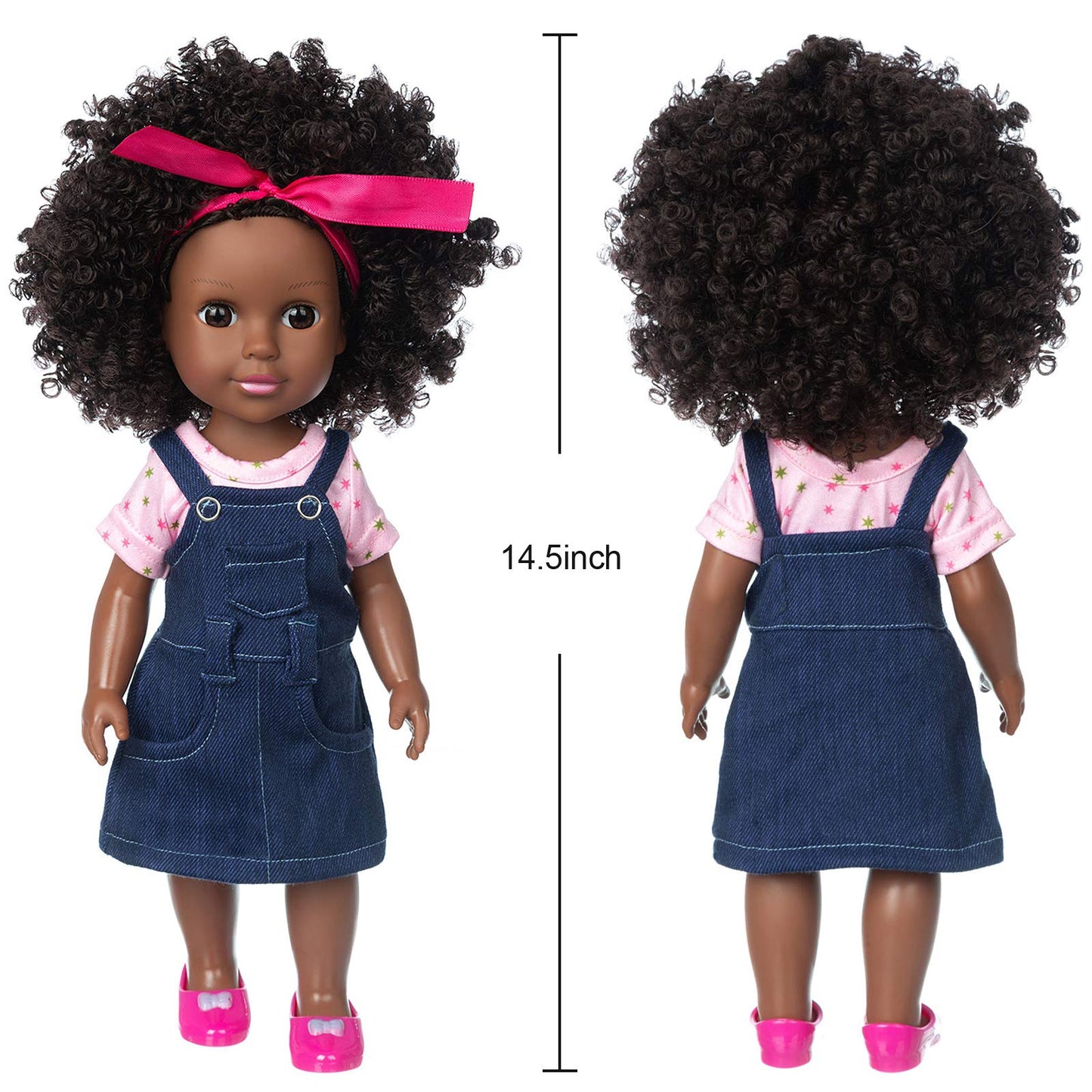 Ecore Fun Black Doll 14.5-Inch with Accessories – Realistic Silicone Baby Girl Gift