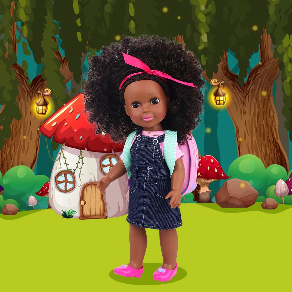 Ecore Fun Black Doll 14.5-Inch with Accessories – Realistic Silicone Baby Girl Gift