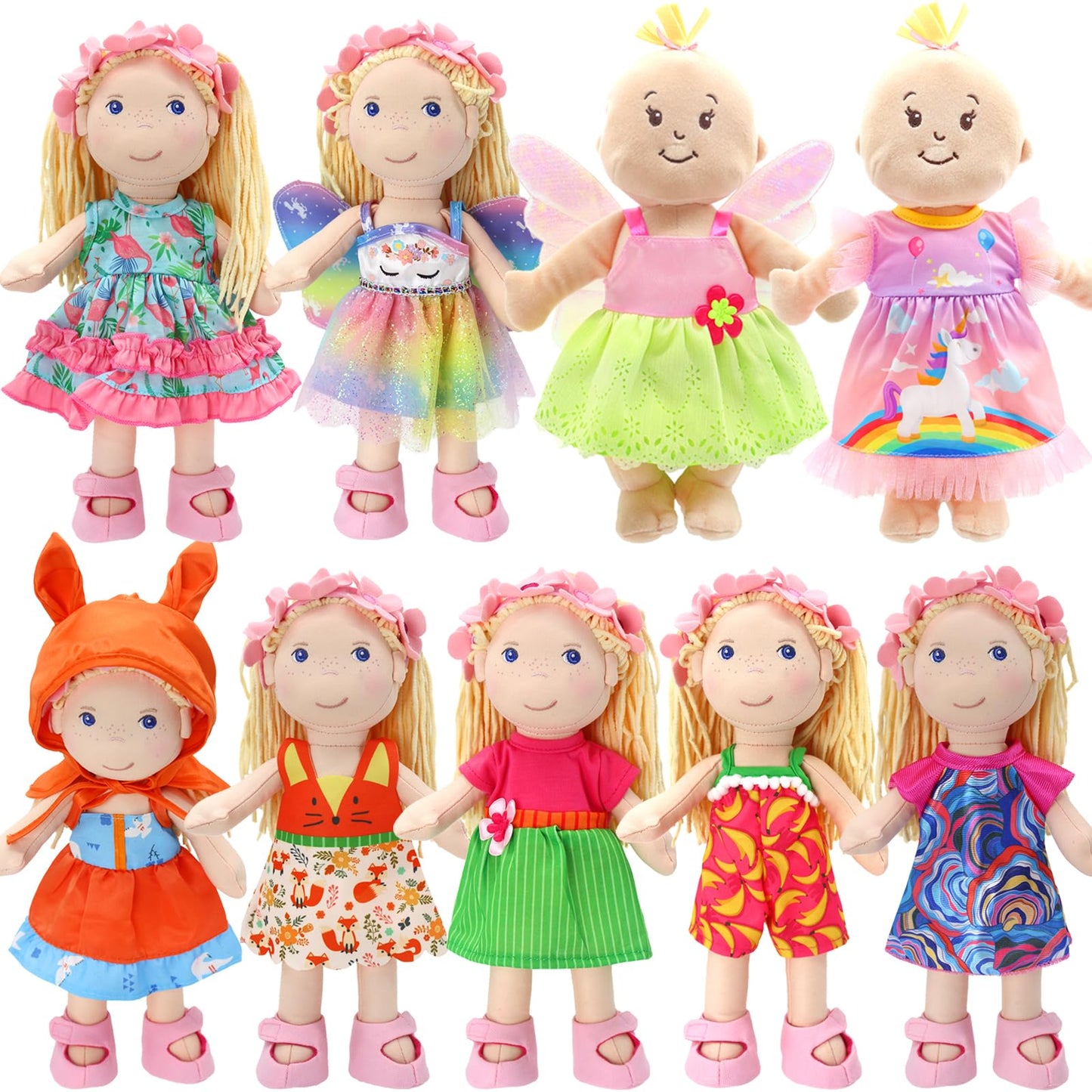 ECORELF 9 Sets Alive Baby Doll Clothes for 12-Inch Dolls – Dress Up Pack
