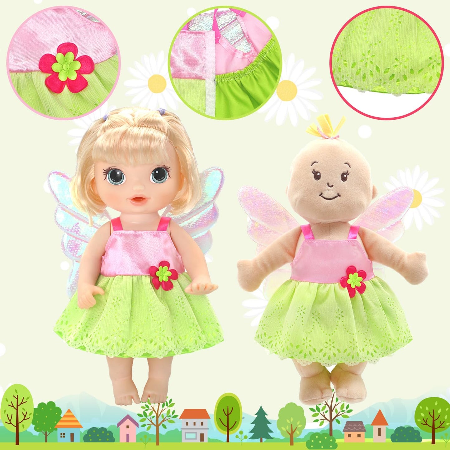 ECORELF 9 Sets Alive Baby Doll Clothes for 12-Inch Dolls – Dress Up Pack
