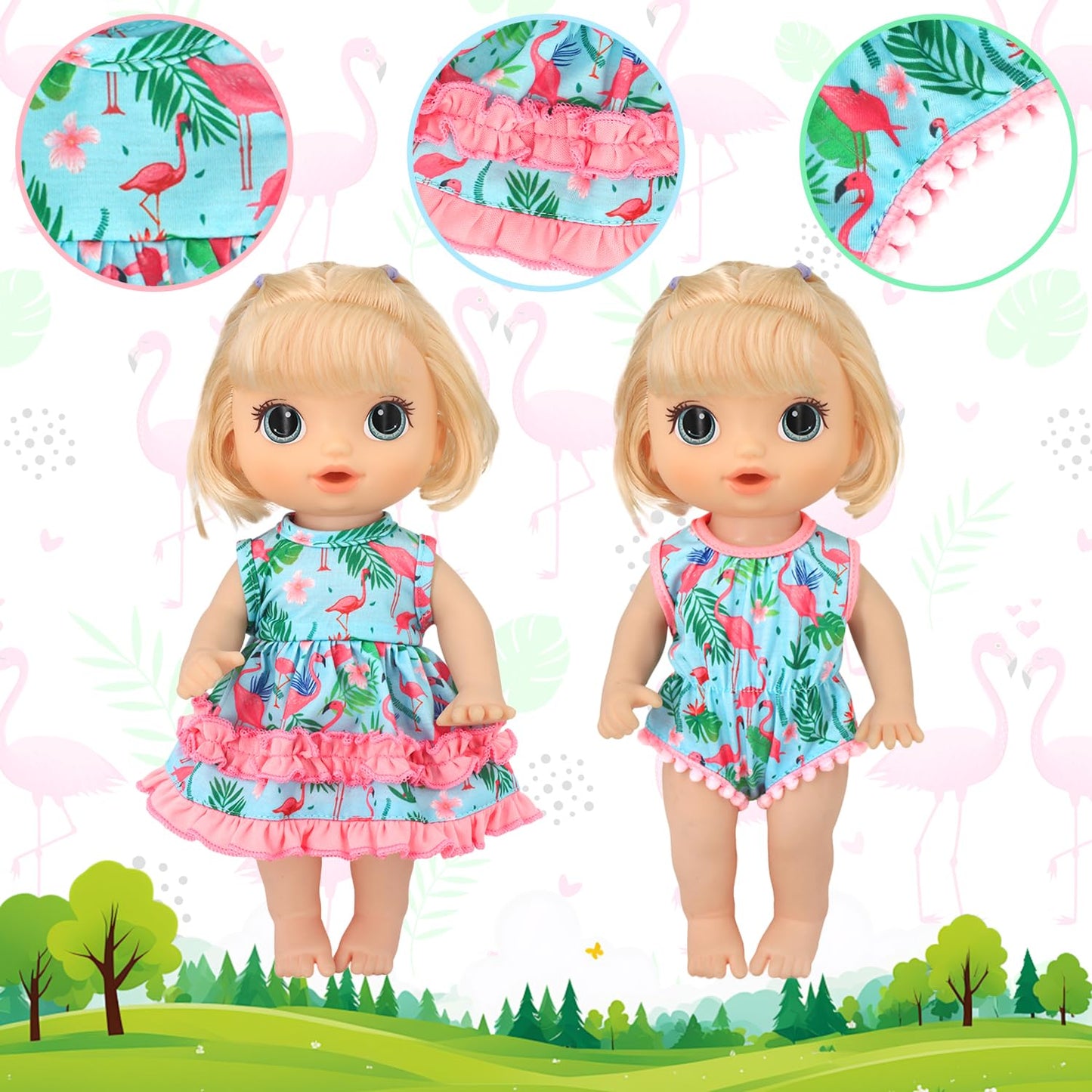 ECORELF Alive 10-Set Doll Clothes for 10-12 Inch Dolls | 2 Onesies + 8 Dresses