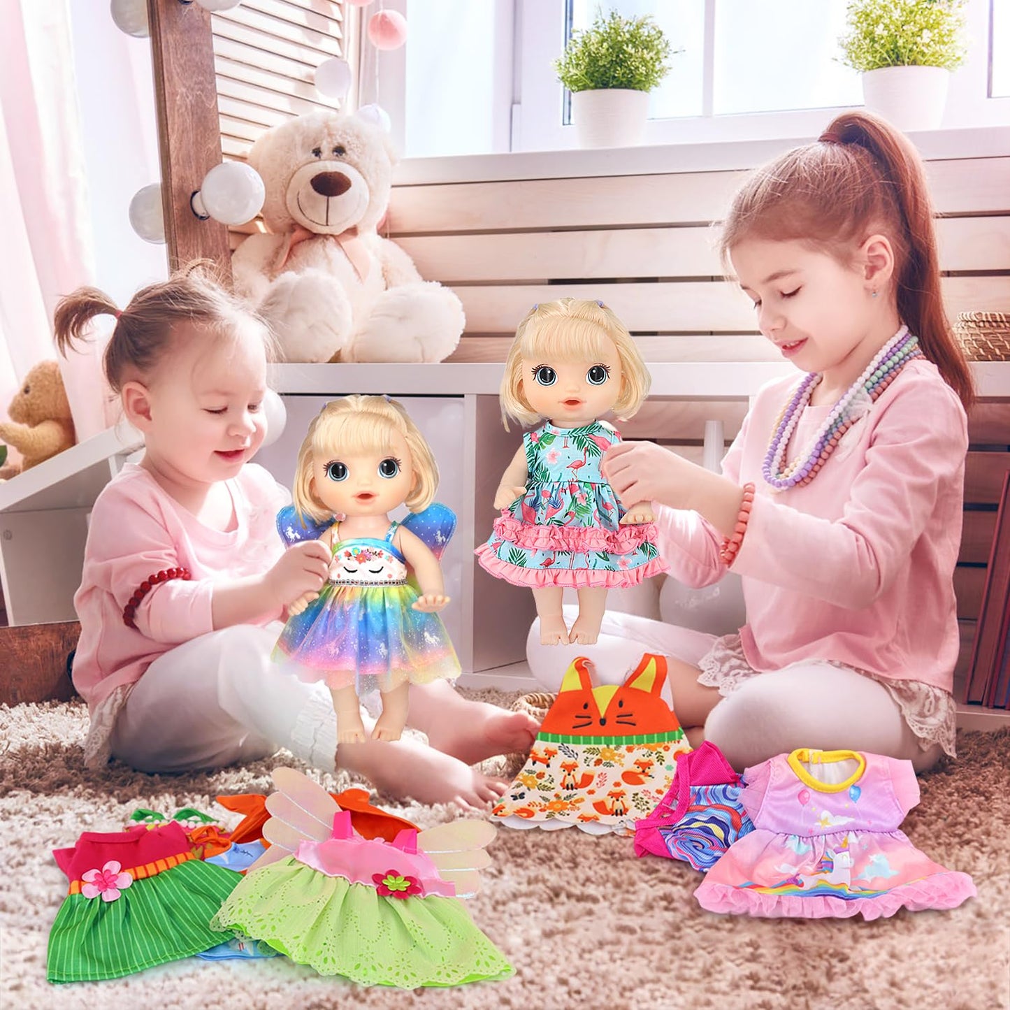 ECORELF 9 Sets Alive Baby Doll Clothes for 12-Inch Dolls – Dress Up Pack