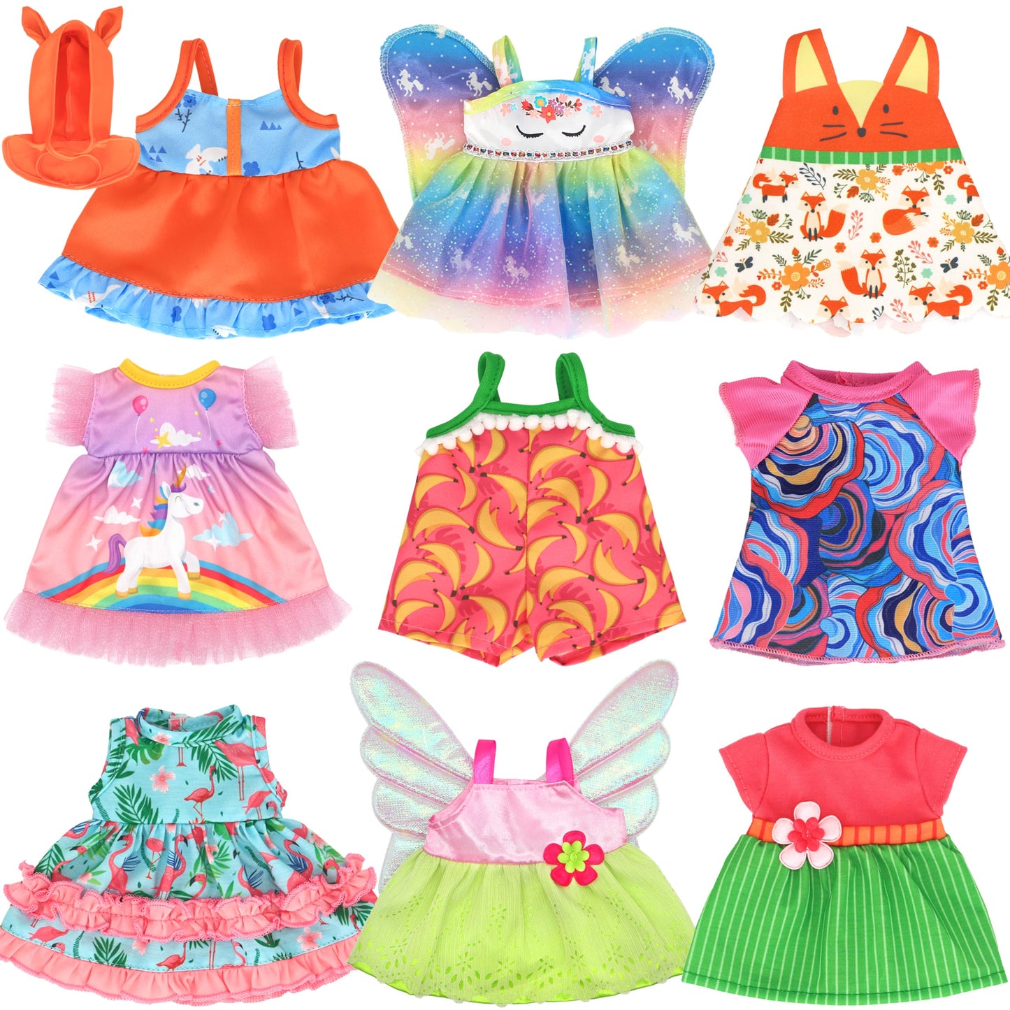 ECORELF 9 Sets Alive Baby Doll Clothes for 12-Inch Dolls – Dress Up Pack