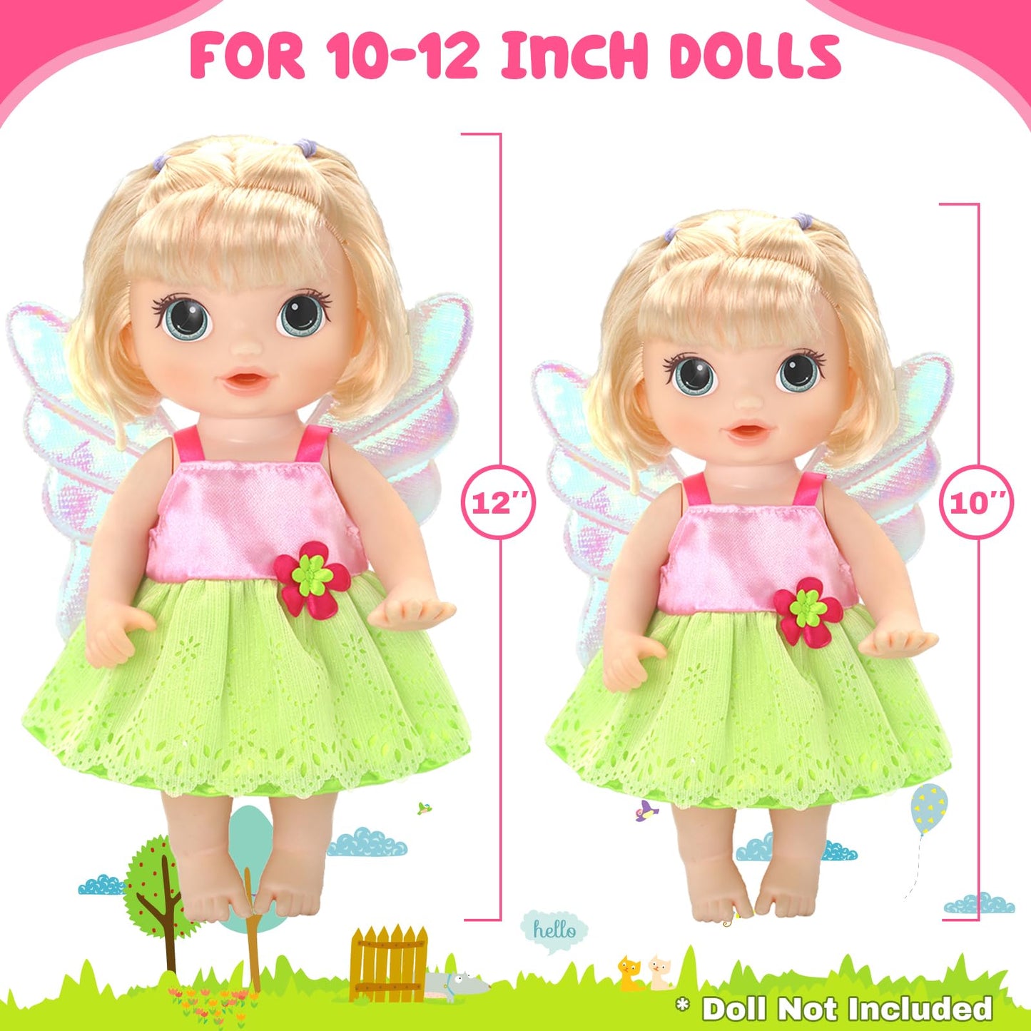 ECORELF 9 Sets Alive Baby Doll Clothes for 12-Inch Dolls – Dress Up Pack