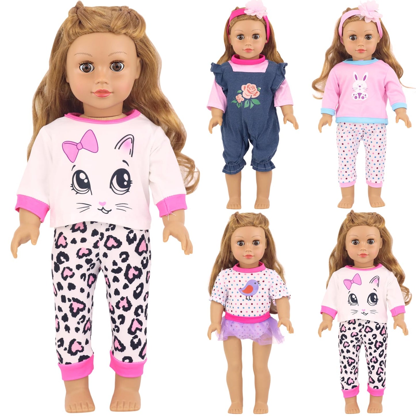 ECORELF 4 Sets Baby Doll Clothes for 14-18 Inch Dolls | Mix & Match Outfits