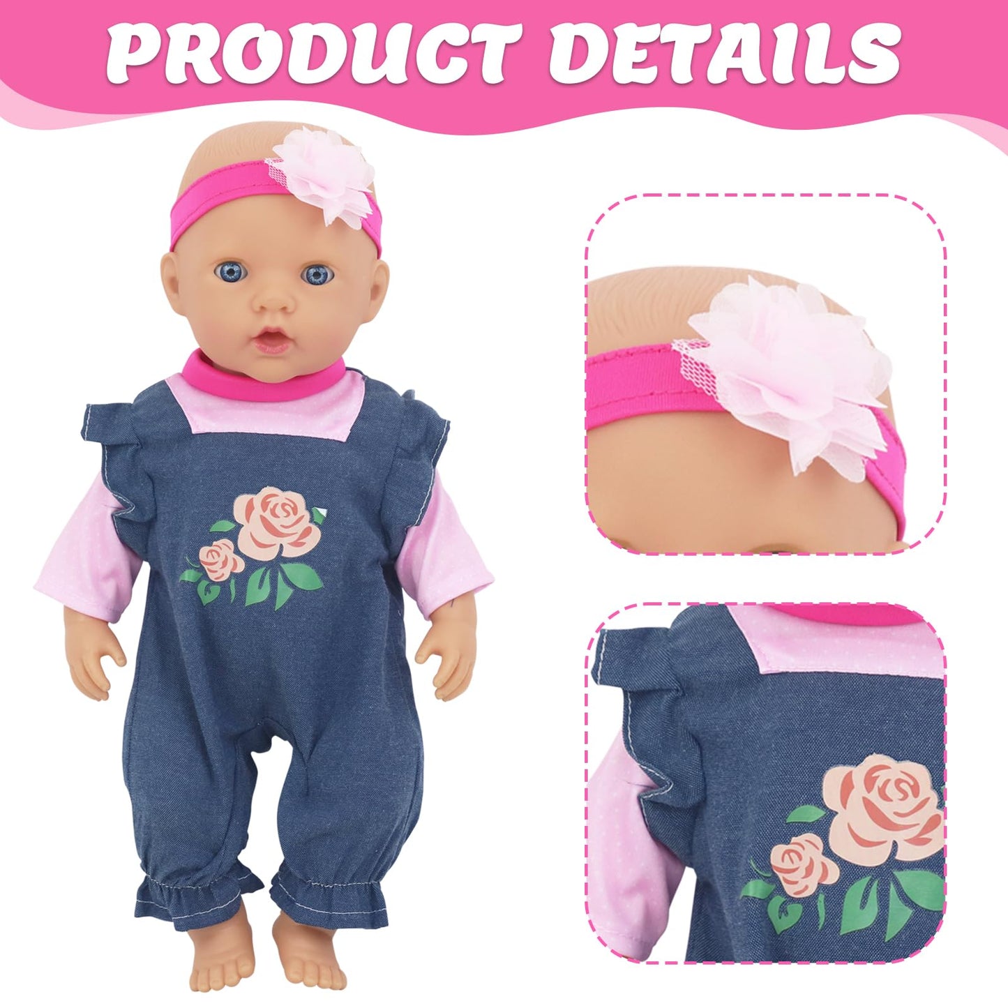 ECORELF 4 Sets Baby Doll Clothes for 14-18 Inch Dolls | Mix & Match Outfits