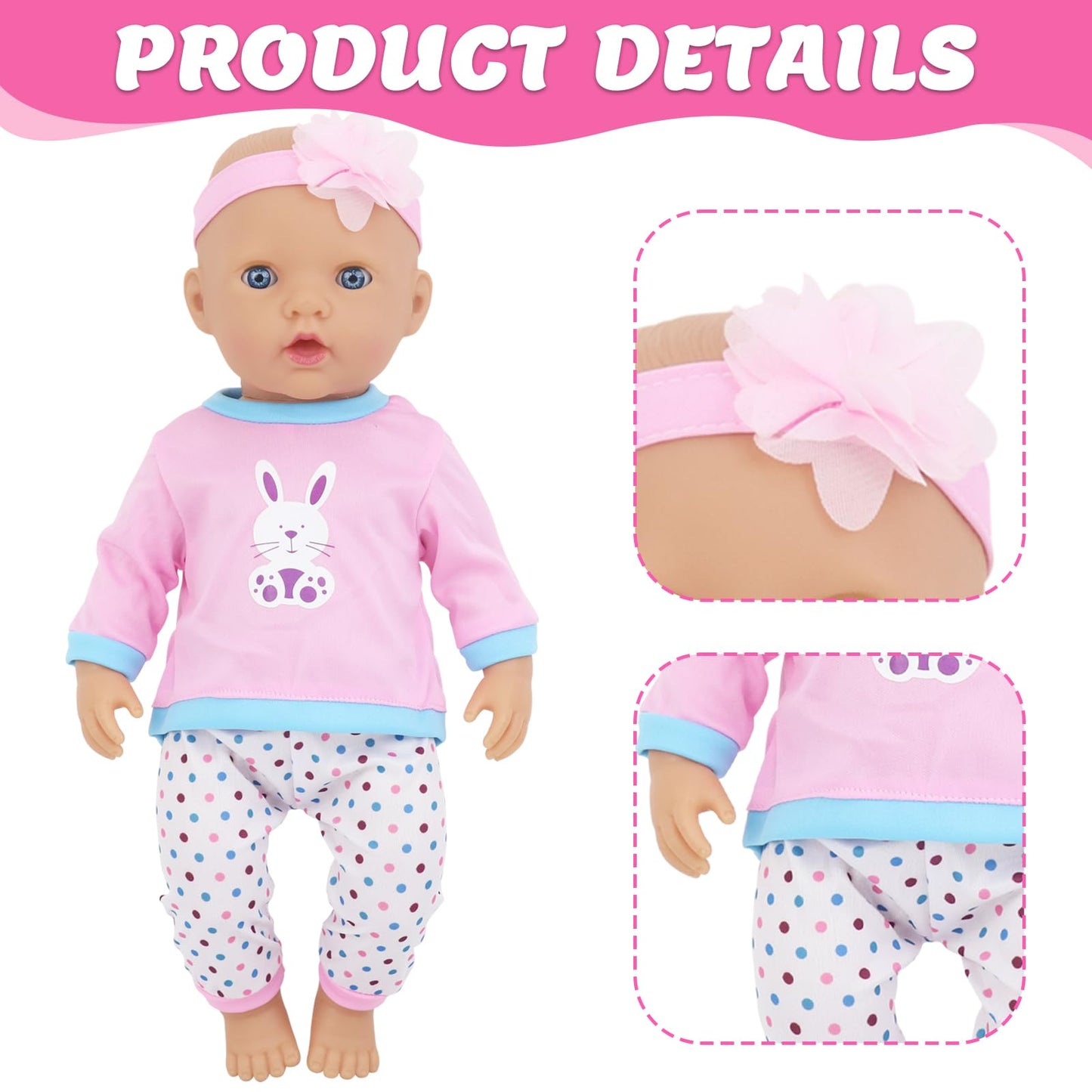 ECORELF 4 Sets Baby Doll Clothes for 14-18 Inch Dolls | Mix & Match Outfits