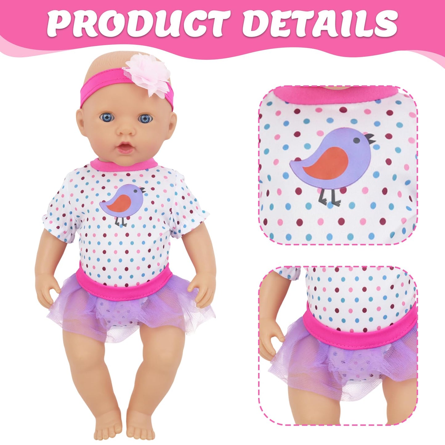 ECORELF 4 Sets Baby Doll Clothes for 14-18 Inch Dolls | Mix & Match Outfits