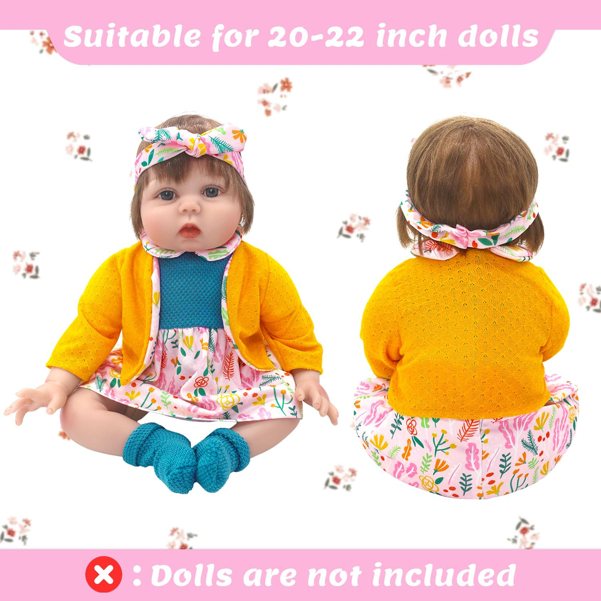 ECORELF Reborn Doll Clothes for 20-22 Inch Dolls – 7-Piece, 2-Set Outfit Collection