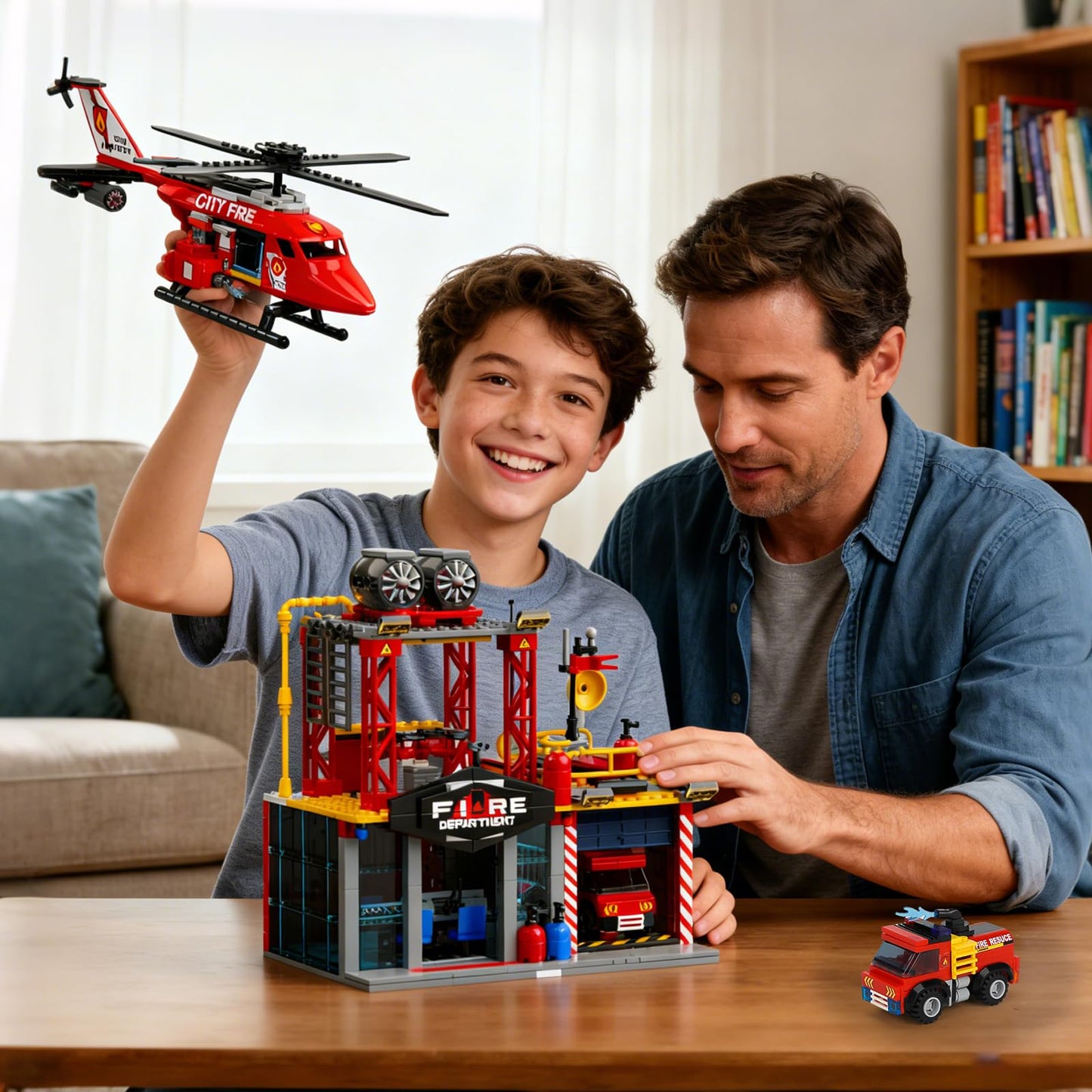 ecpoteny 3 in 1 City Fire Rescue Plane Building Sets — 823 PCS, LEGO Compatible