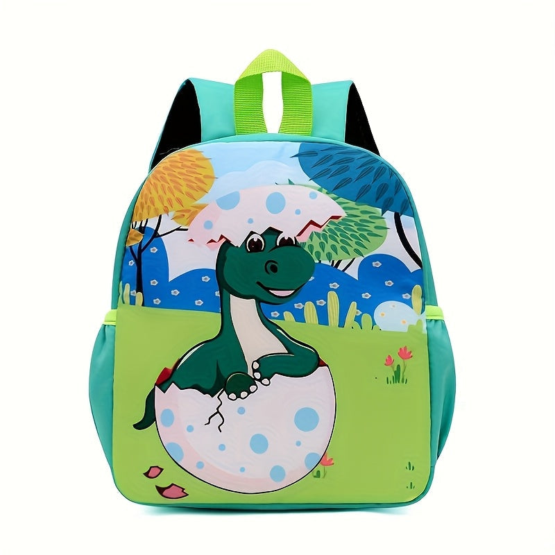 Stylish Cartoon Design Youngsters' Backpack with Adjustable Straps, Spacious Interior & Side Pockets - Durable Nylon Material for Boys & Girls