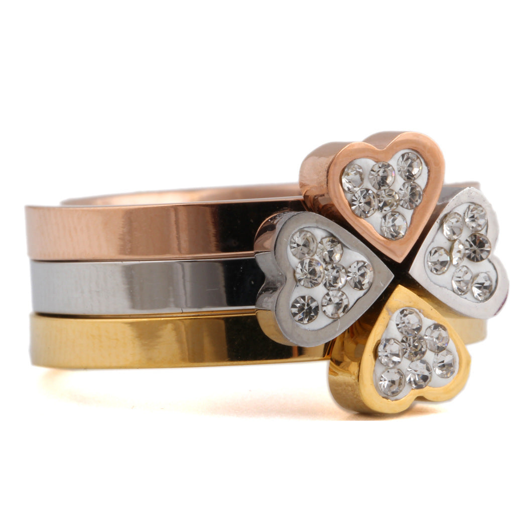 Simple Lucky Love Three-color Stitching Ring