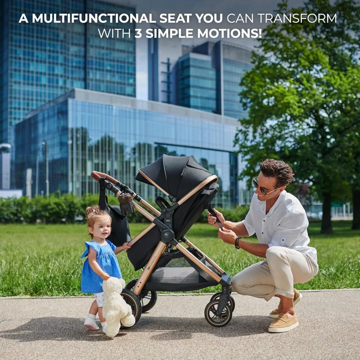 Kinderkraft Esme Pro 3-in-1 Travel System with Mink Pro Car Seat - Moonlight Grey