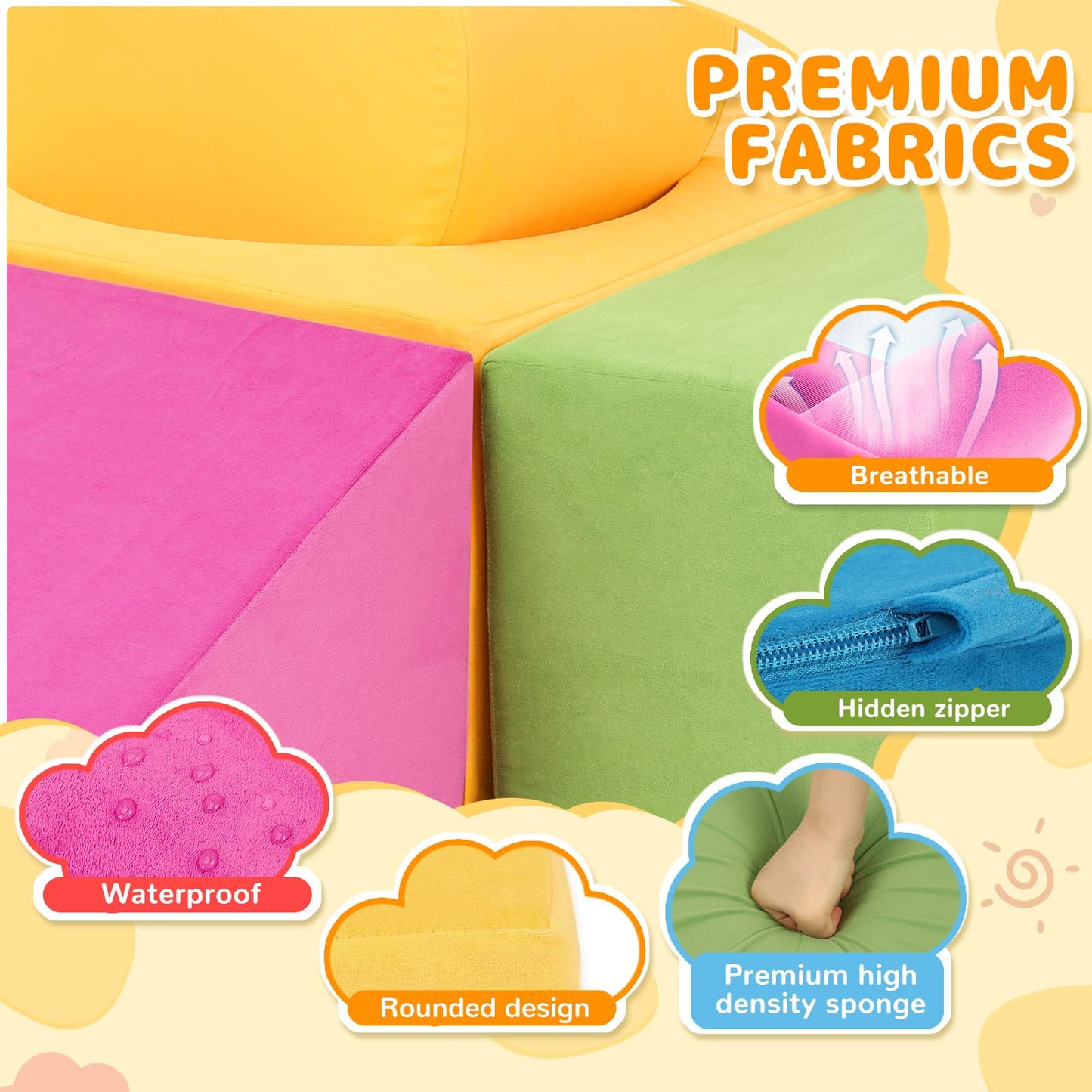 edbuosy 7-Piece Toddler Climbing Blocks – Soft Velvet Foam Indoor Play Set
