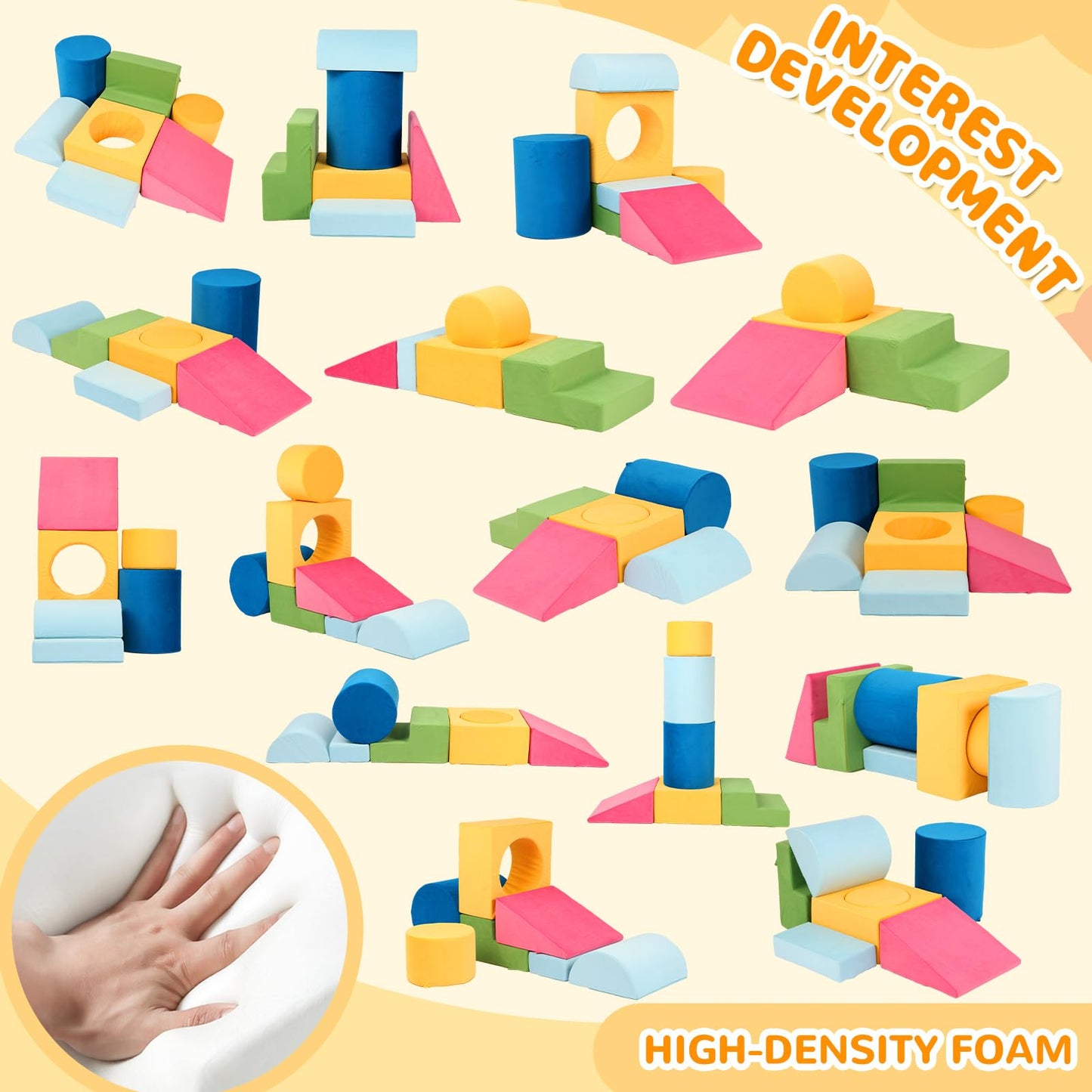 edbuosy 7-Piece Toddler Climbing Blocks – Soft Velvet Foam Indoor Play Set