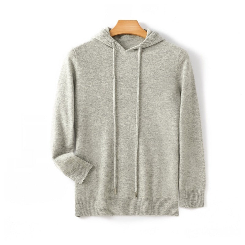 Men's Hooded Solid Color Skin-friendly Knitted Warm Hoodie Bottoming Shirt