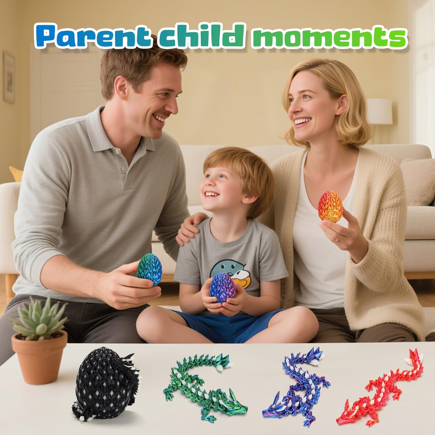 EDGRYJK 4 Pcs 3D Printed Dragon Eggs Glow in the Dark – Fidget Toys for Kids