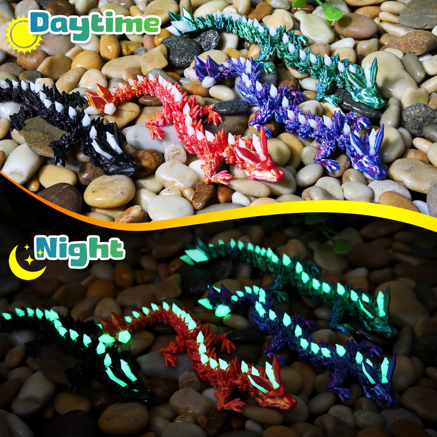 EDGRYJK 4 Pcs 3D Printed Dragon Eggs Glow in the Dark – Fidget Toys for Kids